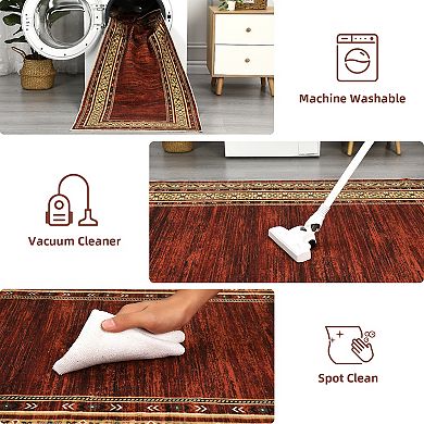 FairOnly Modern Machine Washable Area Rug with Frame for Bedroom Non Slip Ultra Thin Rug for Kitchen