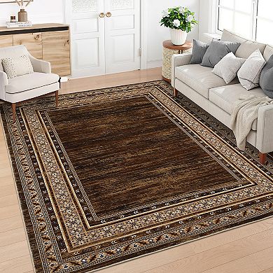 FairOnly Modern Machine Washable Area Rug with Frame for Bedroom Non Slip Ultra Thin Rug for Kitchen