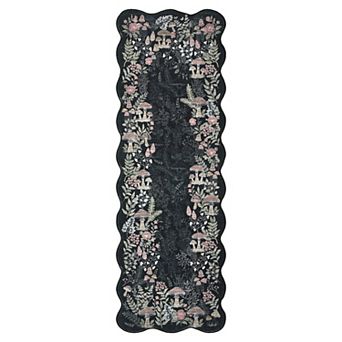 Garvee Washable Scalloped Border Area Rug With Forest Mushroom Pattern for Modern Living Spaces