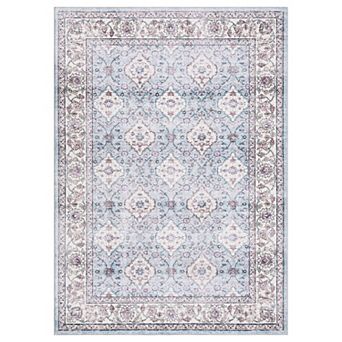 Living Room Bedroom Dining Room Area Rug Washable Non-Slip Floral Vintage Distress Print Boho Carpet