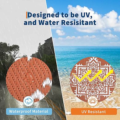 Garvee Washable Boho Vintage Outdoor Rug UV Resistant Waterproof Reversible Mat for Beach Picnic RV