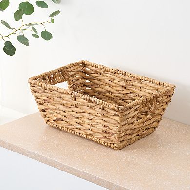 Abbot Water Hyacinth Woven Rectangular Basket Set of 2, Brown