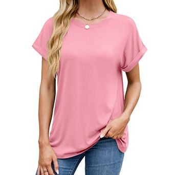 Women's T-shirt Cap Sleeve Crewneck Tee Summer Casual Basic Top