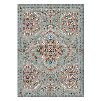 Garvee Retro Pastoral Floral Area Rug Machine Washable Non Slip Low Pile Rug for Living Room Bedroom
