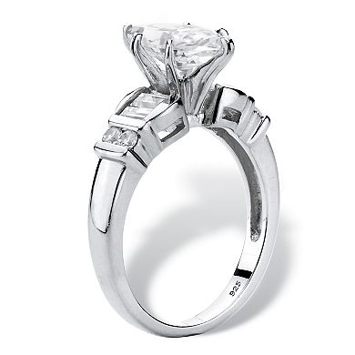 PalmBeach Jewelry 2.69 Cttw Platinum-plated Silver Marquise-Cut Cubic Zirconia Engagement Ring