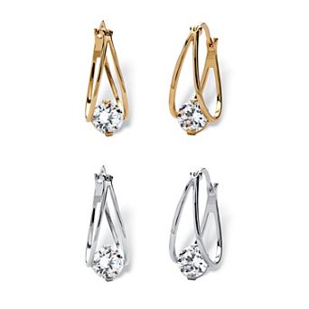 PalmBeach Jewelry Silvertone and Goldtone Simulated Birthstone Hoop Earrings