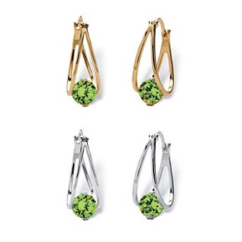 PalmBeach Jewelry Silvertone and Goldtone Simulated Birthstone Hoop Earrings