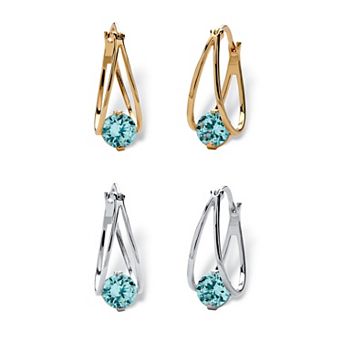 PalmBeach Jewelry Silvertone and Goldtone Simulated Birthstone Hoop Earrings