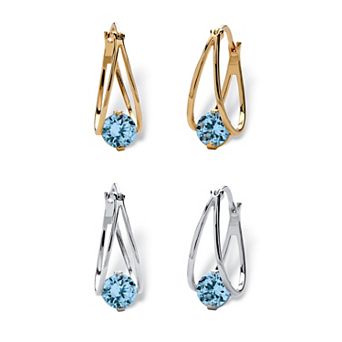 PalmBeach Jewelry Silvertone and Goldtone Simulated Birthstone Hoop Earrings