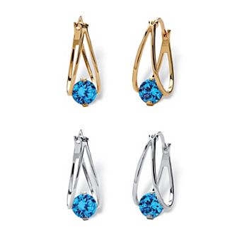 PalmBeach Jewelry Silvertone and Goldtone Simulated Birthstone Hoop Earrings