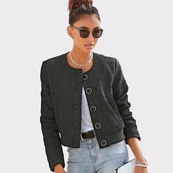 Lascana Women's Round Neckline Tweed Jacket