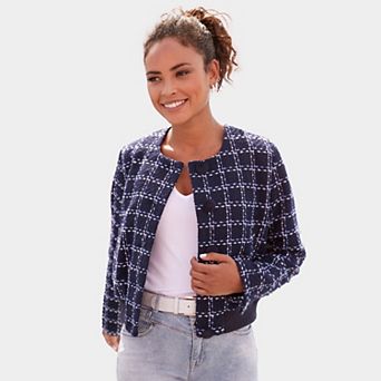 Lascana Women's Round Neckline Tweed Jacket