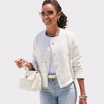 Lascana Women's Round Neckline Tweed Jacket