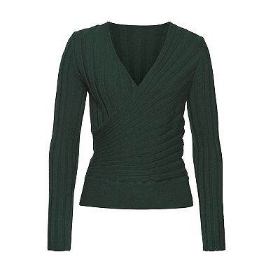 Lascana Women's Ribbed Surplice Sweater