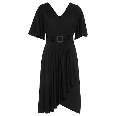 Lascana Women's Belted Asymmetrical Dress