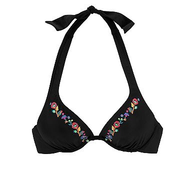Lascana Women's Floral Trim Underwire Bikini Top