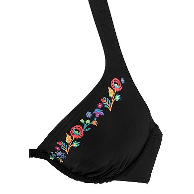 Lascana Women's Floral Trim Underwire Bikini Top
