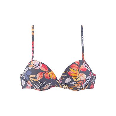 Lascana Women's Floral Pattern Push Up Bikini Top