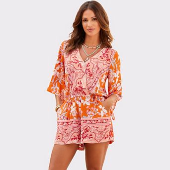 Lascana Women's Floral Wrap Look Romper