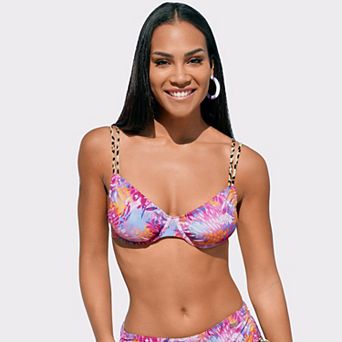 Lascana Women's Leopard Floral Underwire Bikini Top