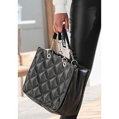 Lascana Women's Quilted Tote Handbag, Black, Size O/S