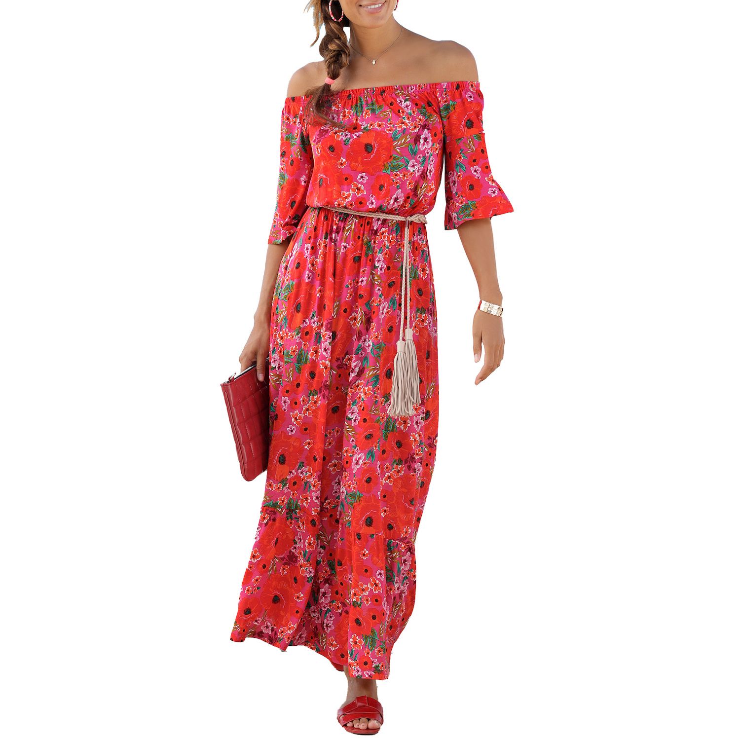 Женское платье Lascana Off Shoulder Printed Maxi — фото 1
