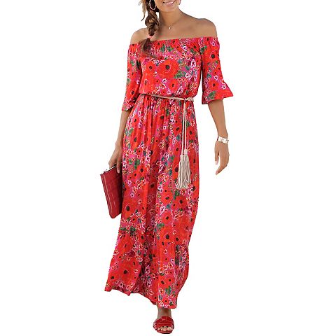 Женские платья Lascana Women's Off Shoulder Printed Maxi Dress