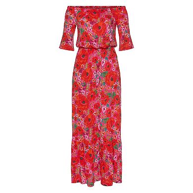 Lascana Women's Off Shoulder Printed Maxi Dress