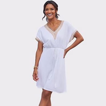 Lascana Women's Crochet Trim V-Neck Dress