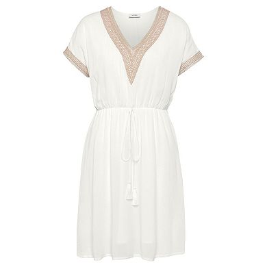 Lascana Women's Crochet Trim V-Neck Dress