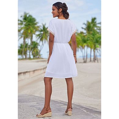 Lascana Women's Crochet Trim V-Neck Dress