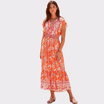 Lascana Women's Floral V-Neck Maxi Dress