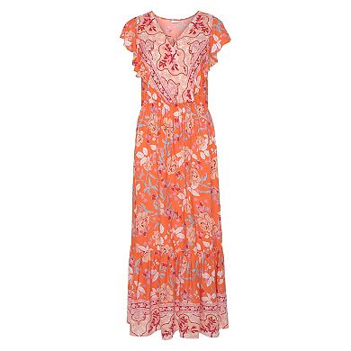 Lascana Women's Floral V-Neck Maxi Dress