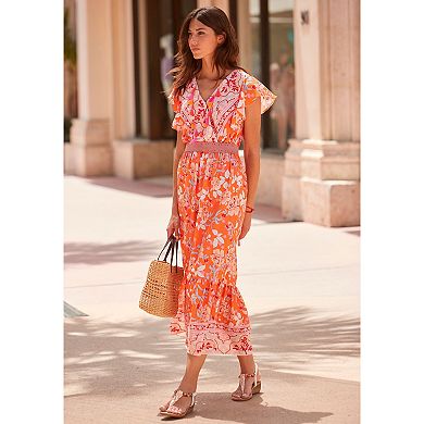 Lascana Women's Floral V-Neck Maxi Dress