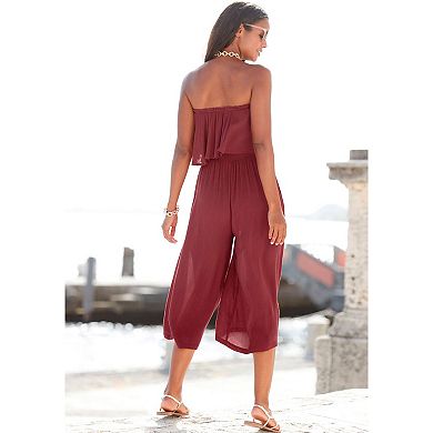 Lascana Women's Flowy Strapless Culotte Jumpsuit