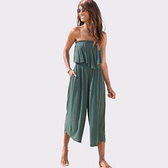 Lascana Women's Flowy Strapless Culotte Jumpsuit