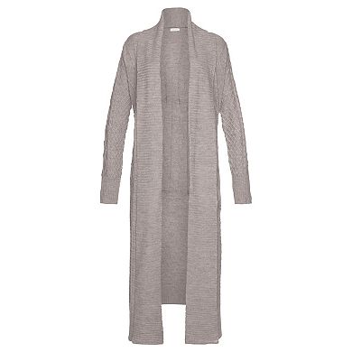 Lascana Women's Cable Knit Duster Cardigan, Grey, Size 4/6