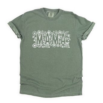 Mama Bold Flowers - Women's Garment Dyed Graphic T-Shirt