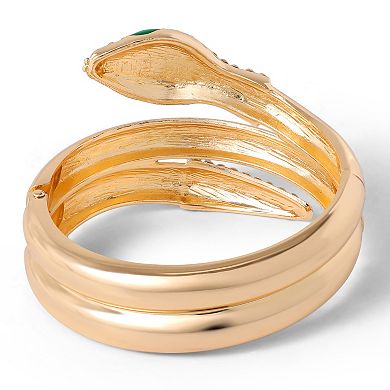 JS Jessica Simpson Snake Hinge Bracelet in Gold-Tone with Crystal Eyes