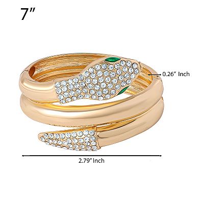 JS Jessica Simpson Snake Hinge Bracelet in Gold-Tone with Crystal Eyes