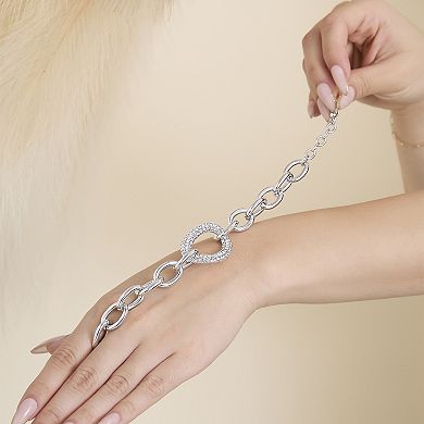 JS Jessica Simpson Silver-Tone Pavé Oval Link Bracelet