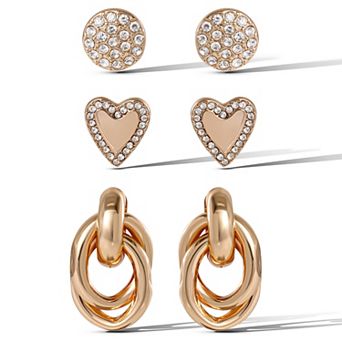 JS Jessica Simpson Heart Circle Stud Earring Set