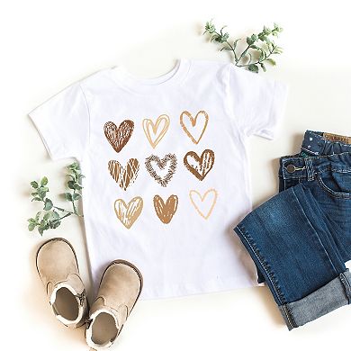 Brown Hearts Collage - Toddler Short Sleeve Graphic T-Shirt