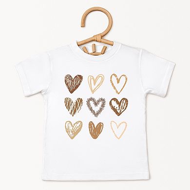Brown Hearts Collage - Toddler Short Sleeve Graphic T-Shirt