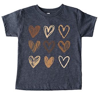 Brown Hearts Collage - Toddler Short Sleeve Graphic T-Shirt