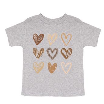 Brown Hearts Collage - Toddler Short Sleeve Graphic T-Shirt