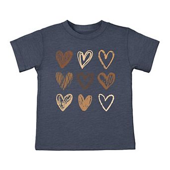 Brown Hearts Collage - Toddler Short Sleeve Graphic T-Shirt