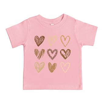 Brown Hearts Collage - Toddler Short Sleeve Graphic T-Shirt