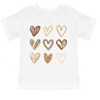 Brown Hearts Collage - Toddler Short Sleeve Graphic T-Shirt