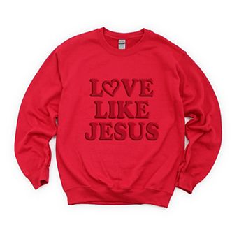 Love Like Jesus Heart Bold Puff - Women's Graphic Sweatshirt